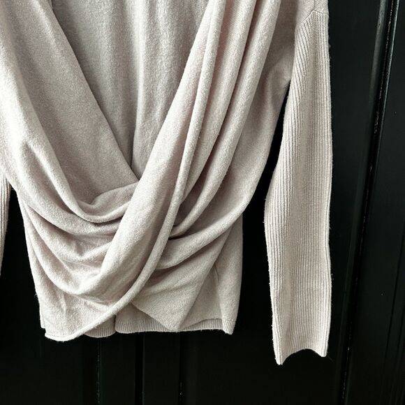 Athleta Finale Wool Cashmere Convertible Sweater Size Large Dove Pink Knit Women - Picture 6 of 11